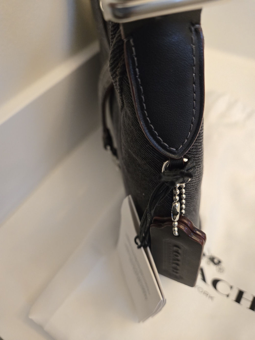 Coach Black Denim Shoulder Bag with Silver Hardware - Picture 8 of 10